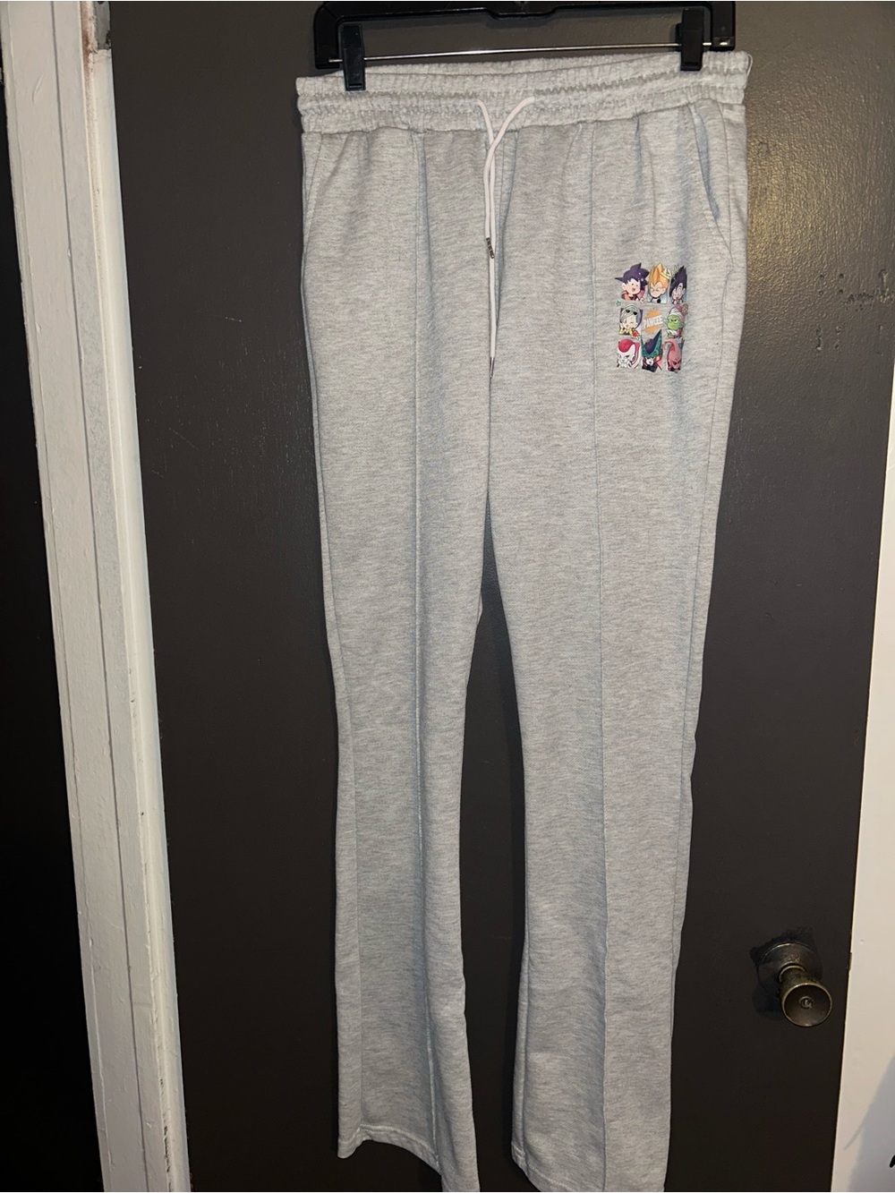 Mens Light Gray Sweatpants with Cartoon Patch